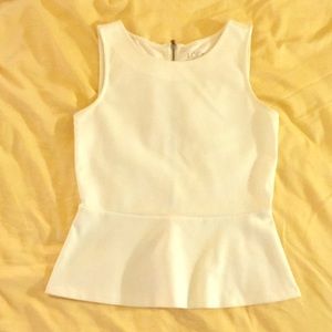 LOFT sleeveless white peplum top